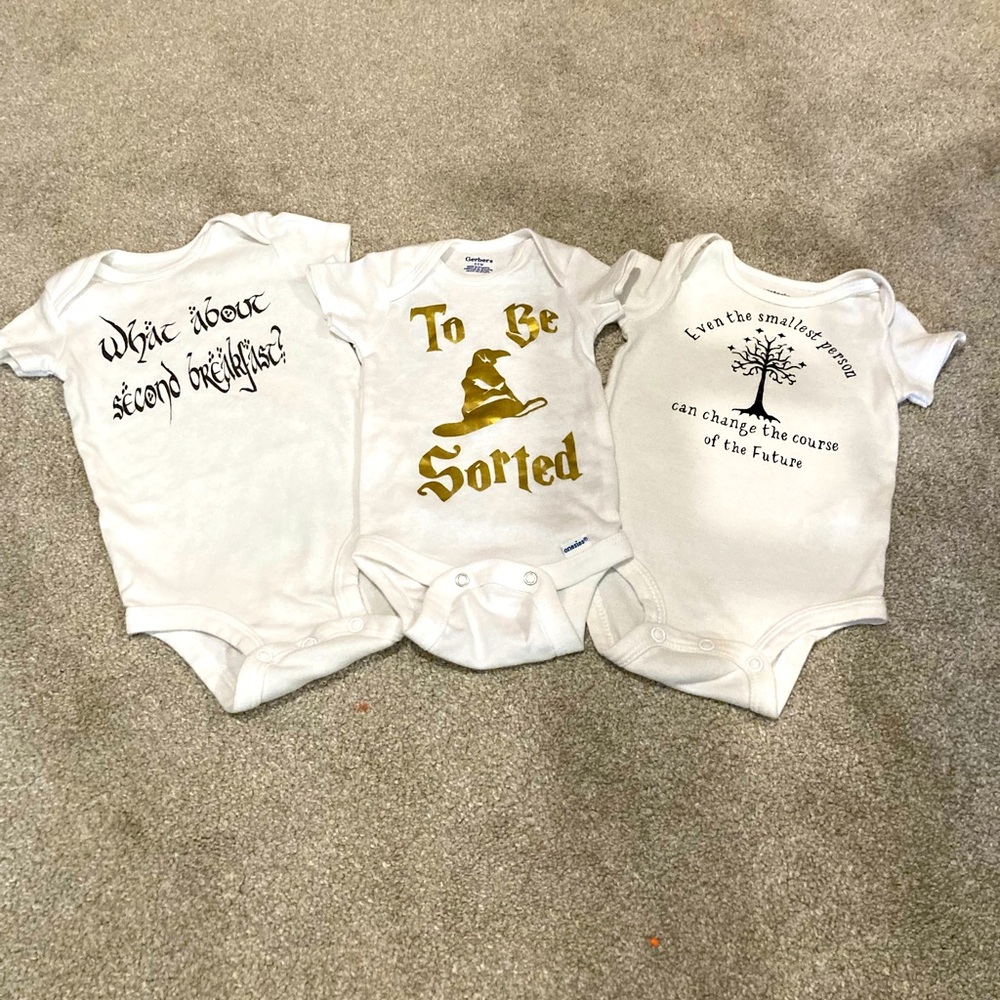 Set of 3 Baby Bodysuits, Harry Potter, LOTR